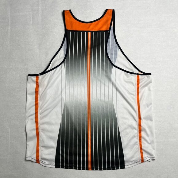 Vintage Nike FT58 Dri-Fit Mens Tank Top Large White Gray Orange Striped - Picture 2 of 6